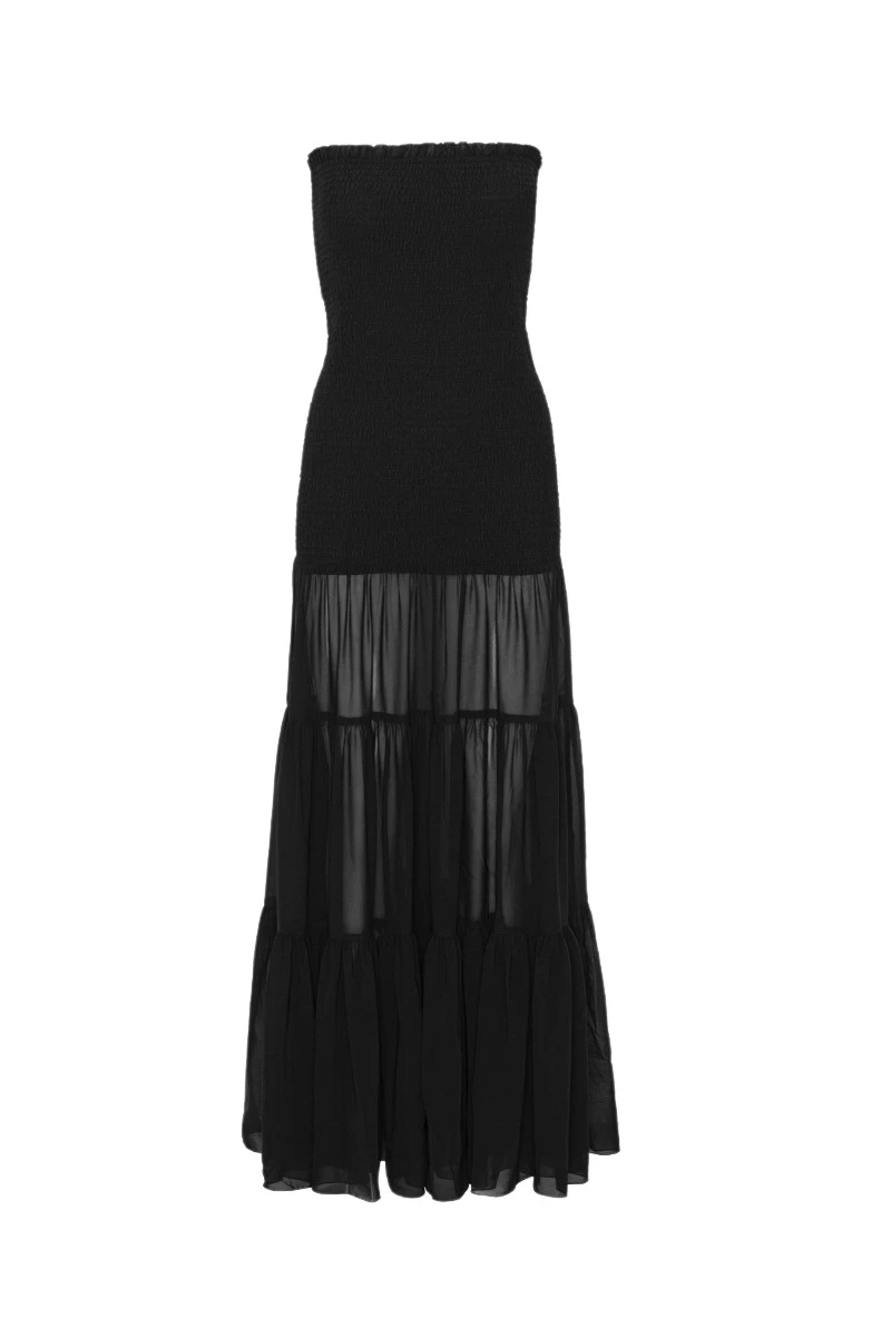 Rotate-Birger-Christensen-Chiffon-Strapless-Dress-Black49600_nobg Chiffon Strapless Dress Black - Image 1