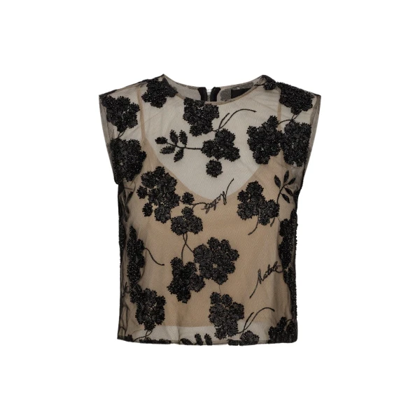 Flower Beads Top Black