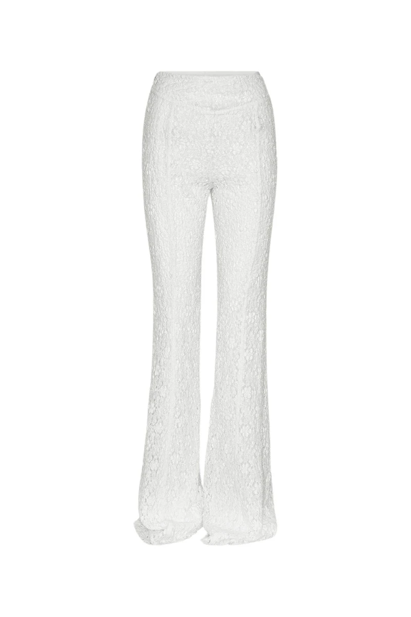 Rotate-Birger-Christensen-Lace-Flared-Pants-Bright-White40971_nobg Lace Flared Pants Bright White - Image 1