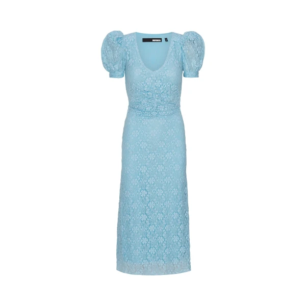 Lace Puff Sleeve Dress Blue