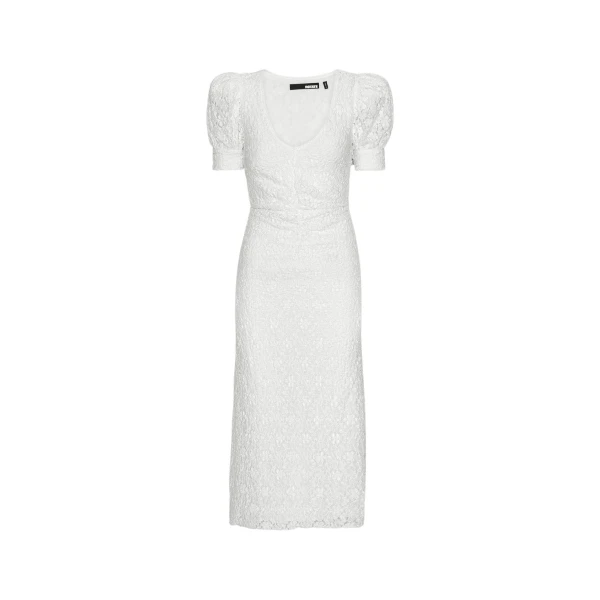 Lace Puff Sleeve Dress Bright White