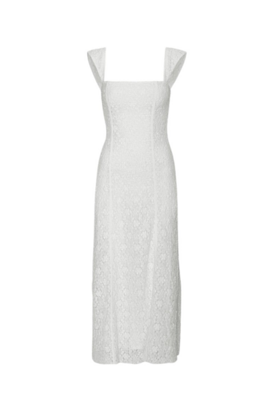 Lace Wide Strap Dress Bright White