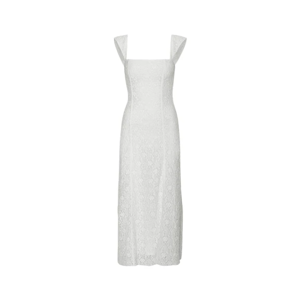 Lace Wide Strap Dress Bright White