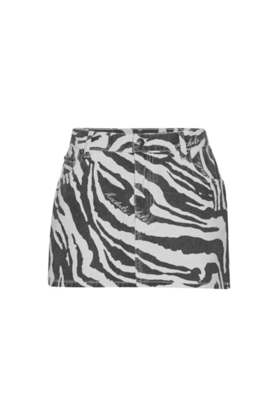 Printed Denim Skirt Zebra