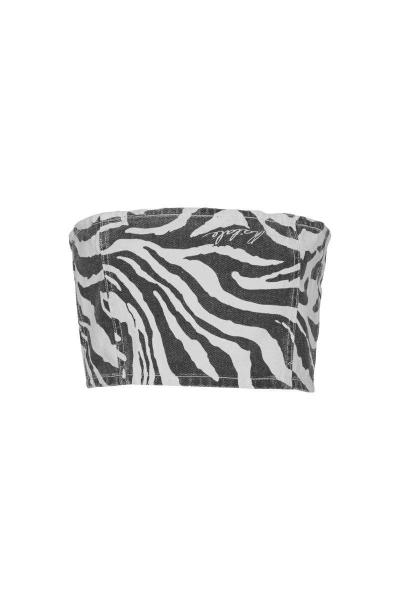Rotate-Birger-Christensen-Printed-Denim-Top-Zebra74969_nobg Printed Denim Top Zebra - Image 1