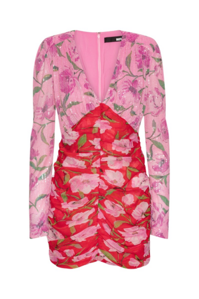 Printed Mini Ls Dress Pink