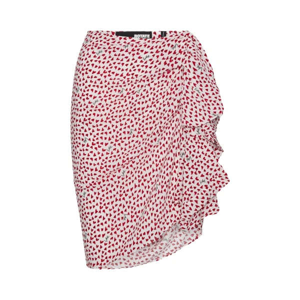 Printed Mini Ruffle Skirt Red