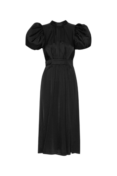 Puff Sleeve Midi Dress Black