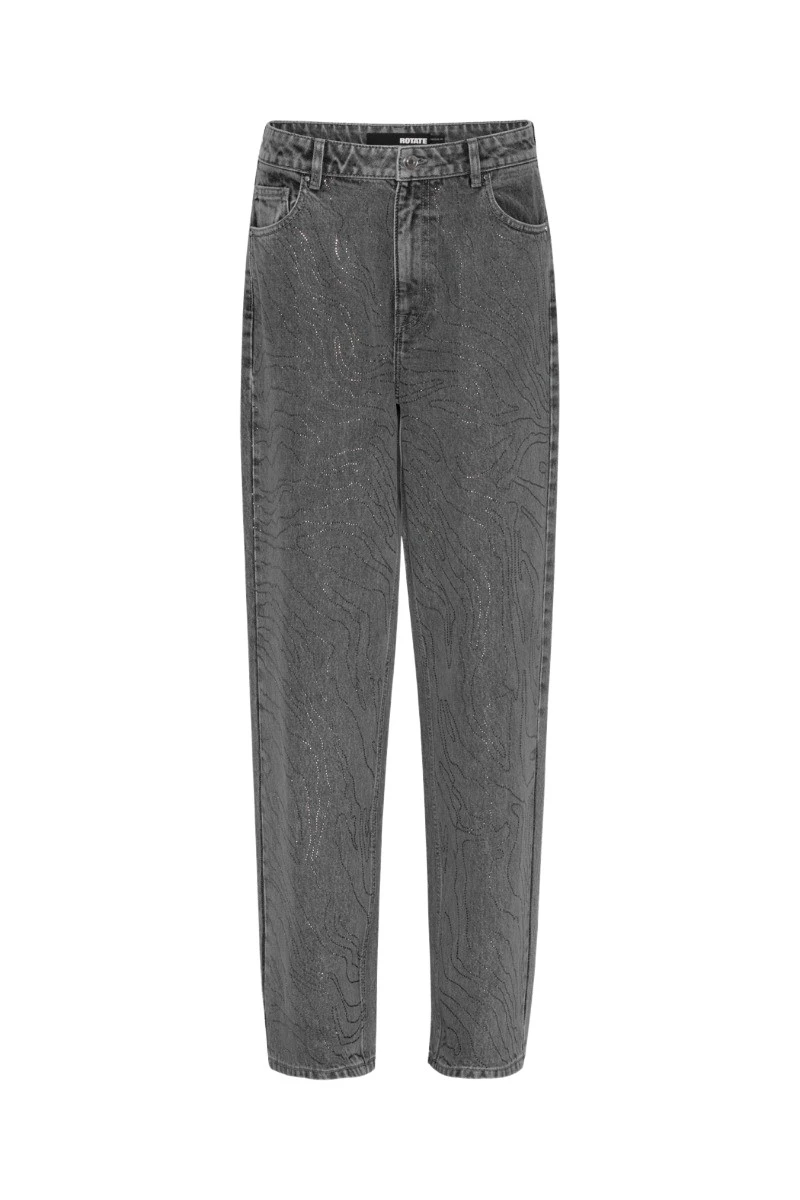 Rotate-Birger-Christensen-Rhinestone-Wide-Leg-Jeans-Grey13790_nobg Rhinestone Wide Leg Jeans Grey - Image 1