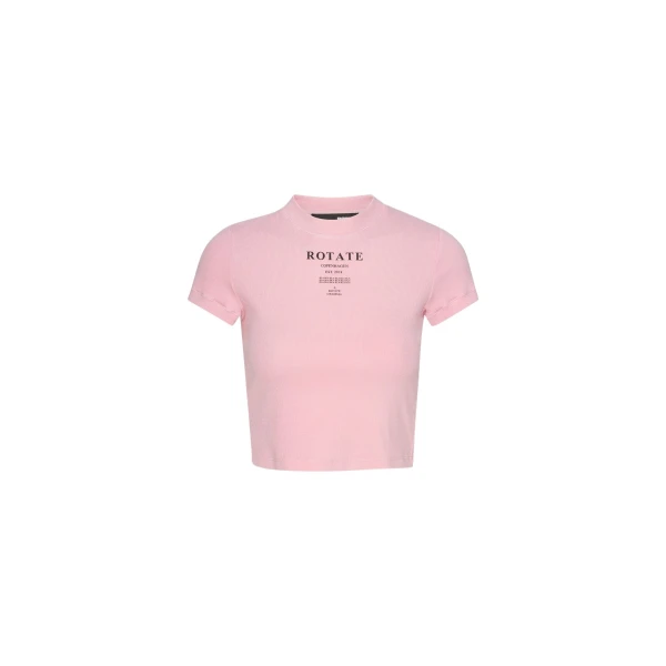 Ribbed Cropped T-Shirt Light Pink