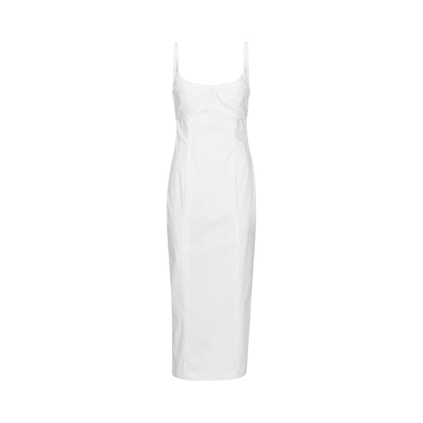 Ruched Cup Midi Dress Bright White