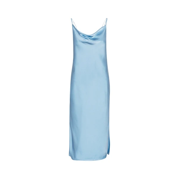Satin Midi Slip Dress Blue