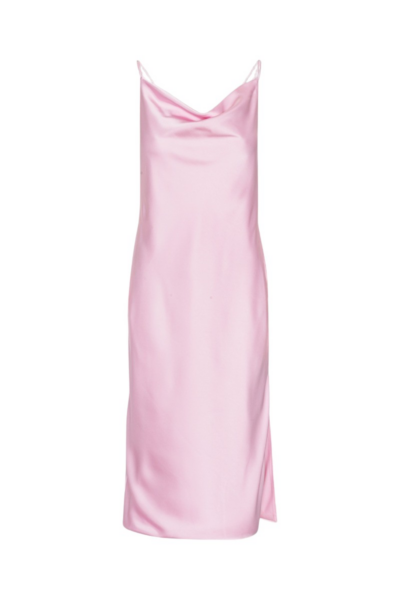 Satin Midi Slip Dress Pink