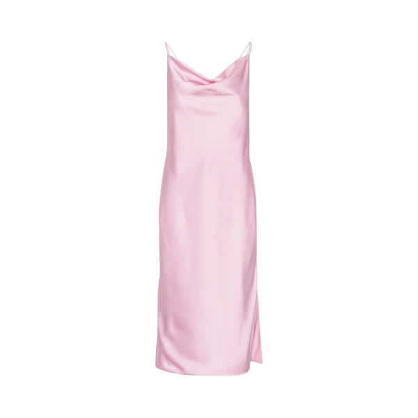 Satin Midi Slip Dress Pink