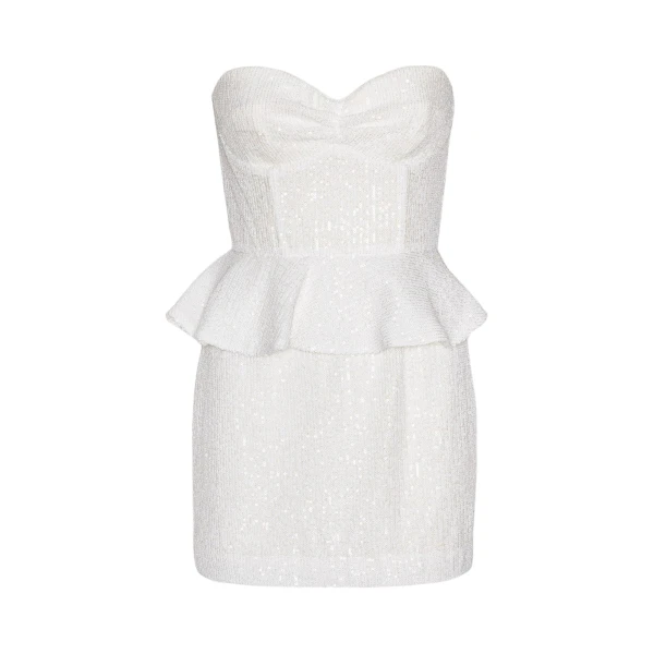 Sequin Corset Mini Dress Egret