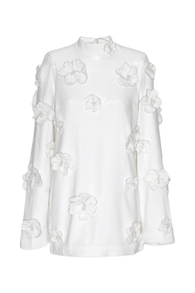 Sequin Flower Dress Egret