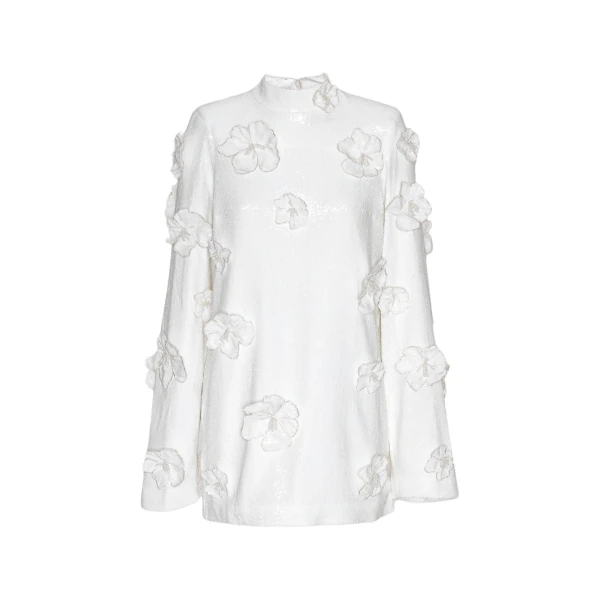 Sequin Flower Dress Egret