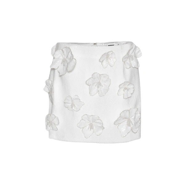 Sequin Flower Skirt Egret