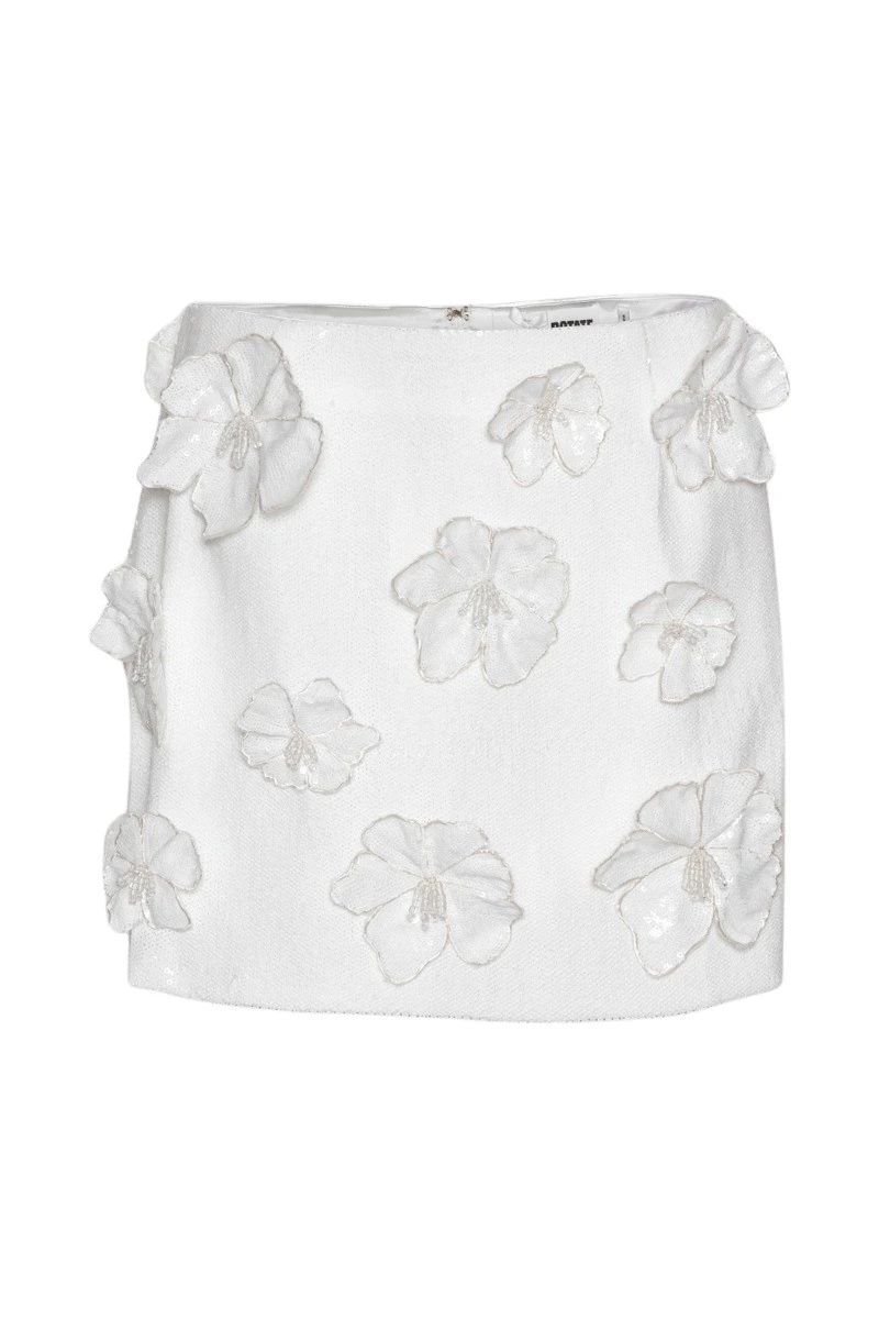Rotate-Birger-Christensen-Sequin-Flower-Skirt-Egret72420_nobg Sequin Flower Skirt Egret - Image 1