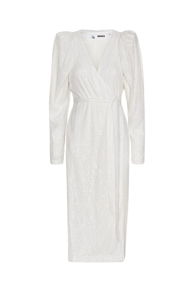 Rotate-Birger-Christensen-Sequin-Midi-Wrap-Dress-Egret56558_nobg Sequin Midi Wrap Dress Egret - Image 1