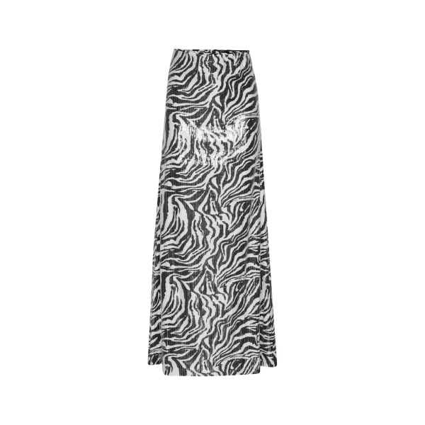 Sequins Maxi Skirt Zebra Print