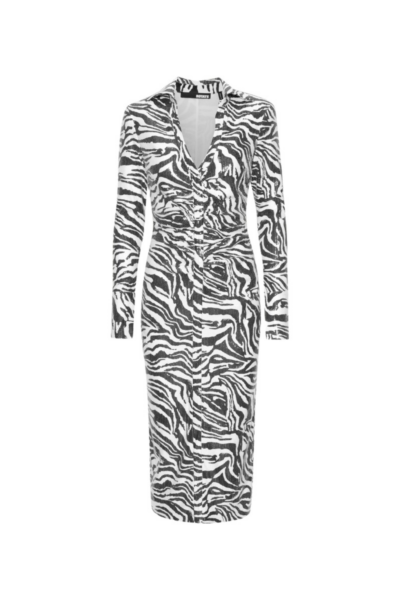 Sequins Midi Shirt Dress Zebra Print