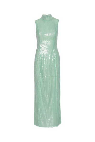 Sequins Midi Slit Dress Mint Green