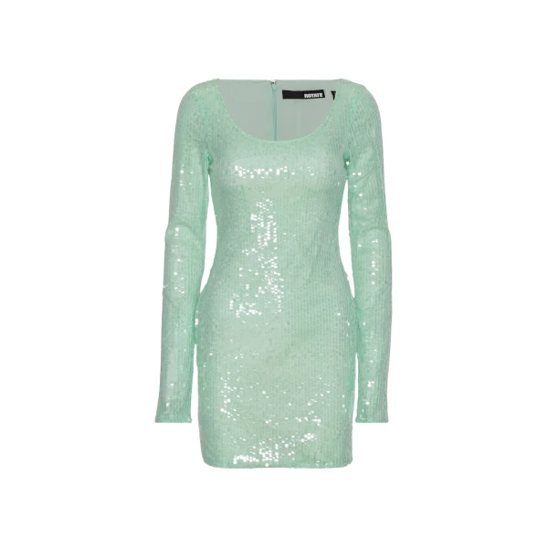 Sequins Mini Ls Dress Mint Green