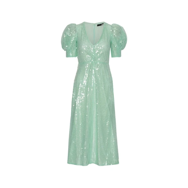 Sequins V-Neck Dress Mint Green