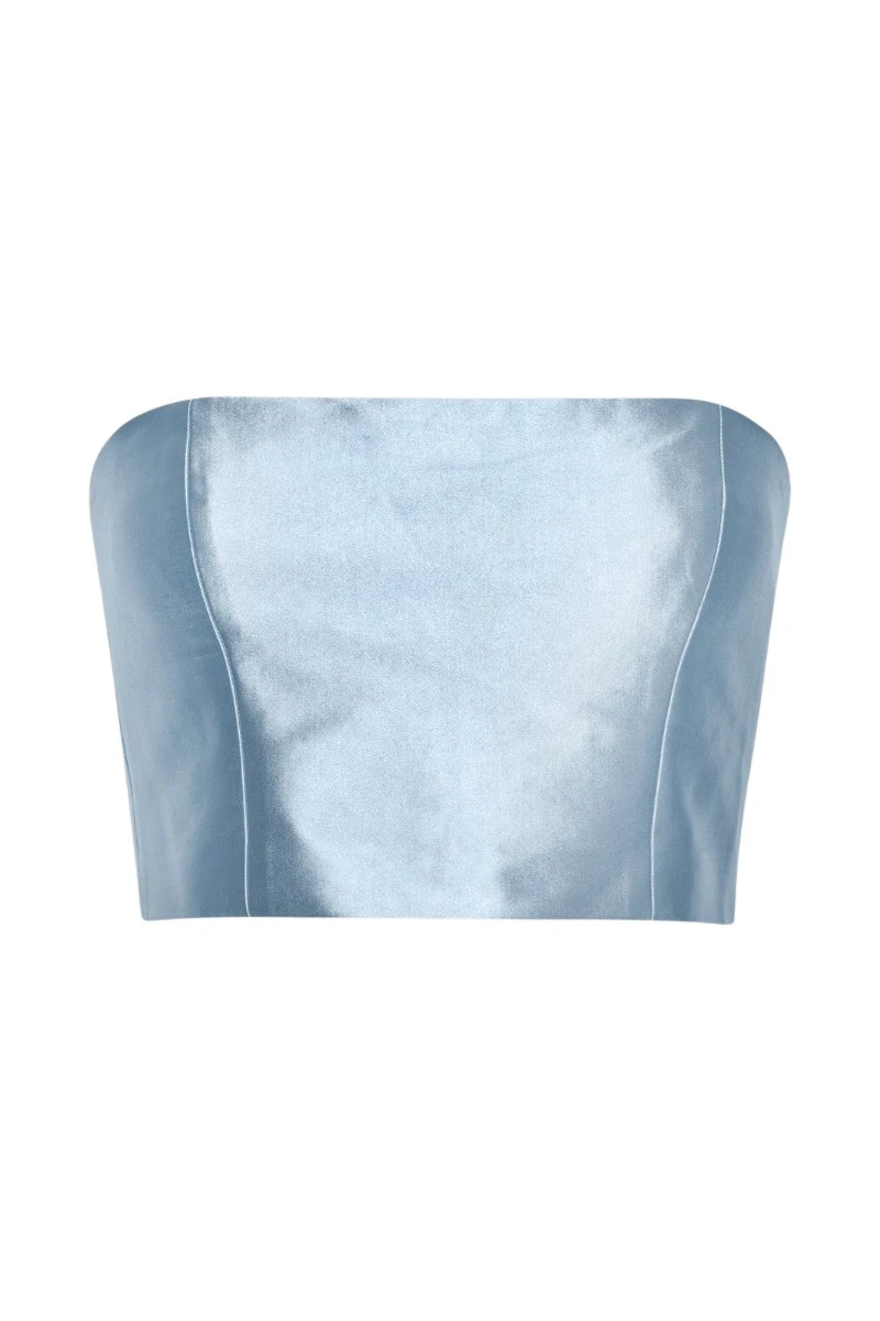Rotate-Birger-Christensen-Shiny-Suiting-Crop-Top-Blue17155_nobg Shiny Suiting Crop Top Blue - Image 1