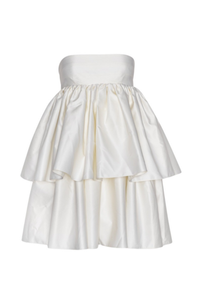Soft Twill Ruffled Dress Egret