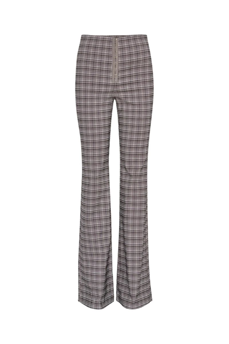 Rotate-Birger-Christensen-Stretchy-Flared-Pants-Grey-Check74144_nobg Stretchy Flared Pants Grey Check - Image 1