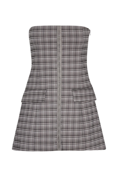 Stretchy Mini Dress Grey Check
