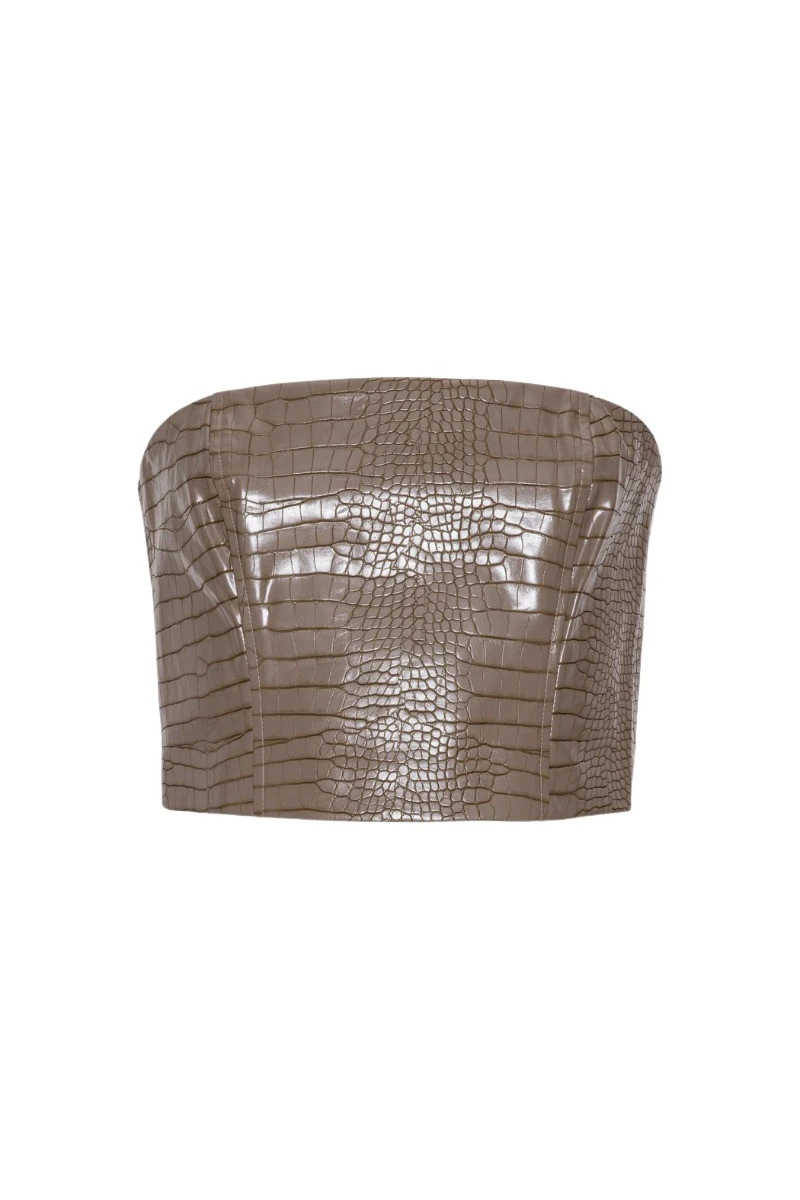 Rotate-Birger-Christensen-Textured-Crop-Top-Brown93505_nobg Textured Crop Top Brown - Image 1