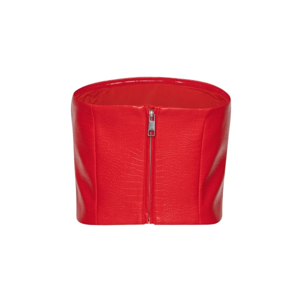 Textured Cropped Top Red