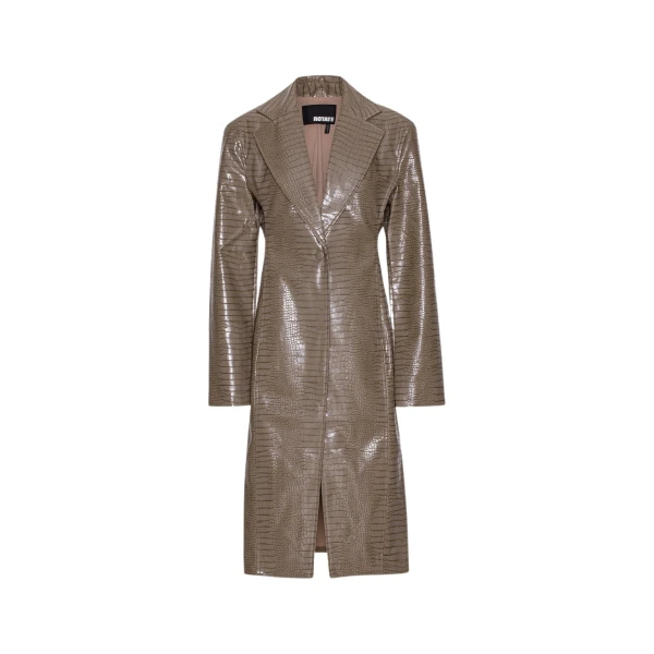 Textured Fitted Coat Brown