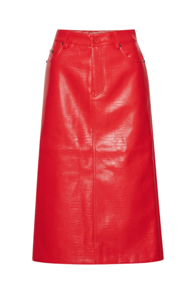 Textured Midi Skirt Red