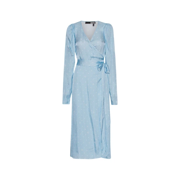 Textured Midi Wrap Dress Blue