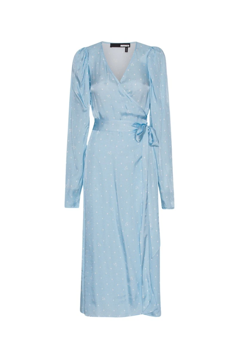 Rotate-Birger-Christensen-Textured-Midi-Wrap-Dress-Blue57523_nobg Textured Midi Wrap Dress Blue - Image 1