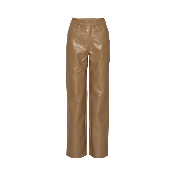 Textured Straight Pants Brown