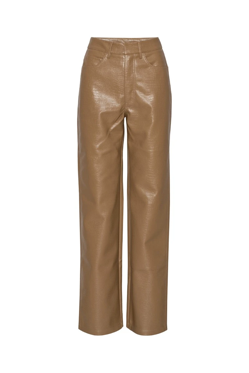 Rotate-Birger-Christensen-Textured-Straight-Pants-Brown66507_nobg Textured Straight Pants Brown - Image 1