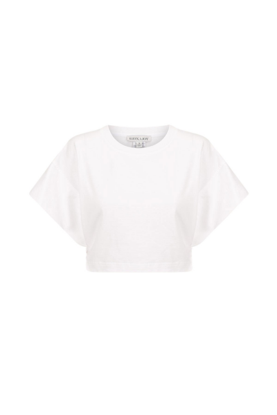 Alda Open Back Drawstring Crop T Shirt - White