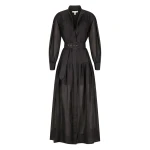 Celeste Long Sleeve Tiered Shirt Maxi Dress - Black