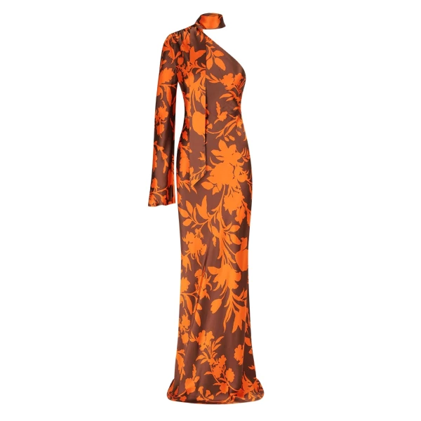 Flora Silk One Shoulder Maxi Dress