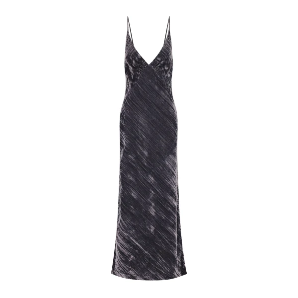 Holli Plunged Gathered Midi Dress - Dark Ash
