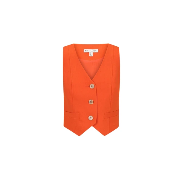 Irena Tailored Fitted Vest - Hibiscus