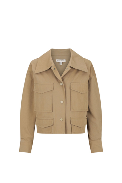 Kai Patch Pocket Crop Jacket - Grey Khaki