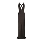 La Lune Plunged Cross Back Maxi Dress - Black