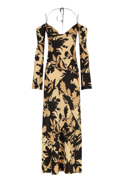 Lai Silk Off The Shoulder Tie Maxi Dress