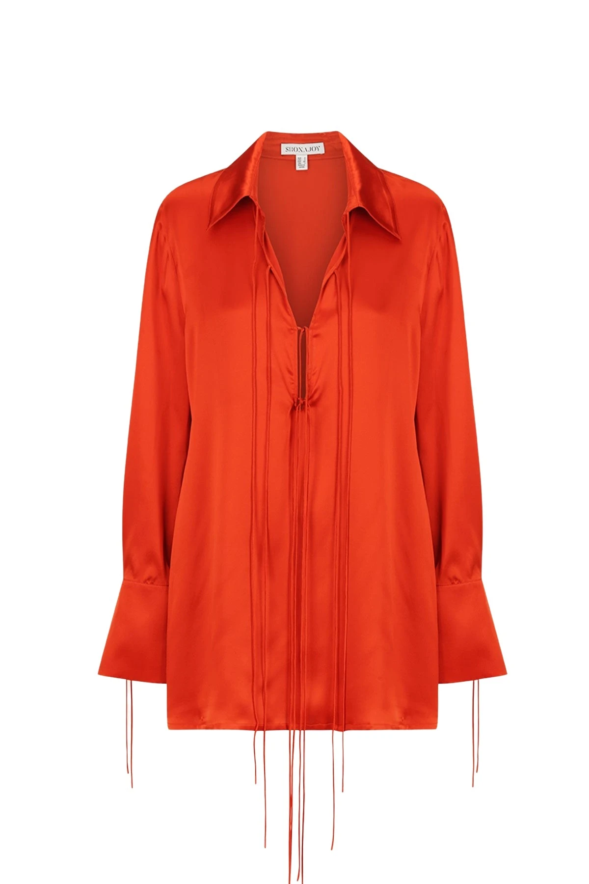 Shona-Joy-Milenna-Silk-Shirt-Tie-Mini-Dress-Chilli-Red-645349_nobg Milenna Silk Shirt Tie Mini Dress - Chilli Red - Image 1